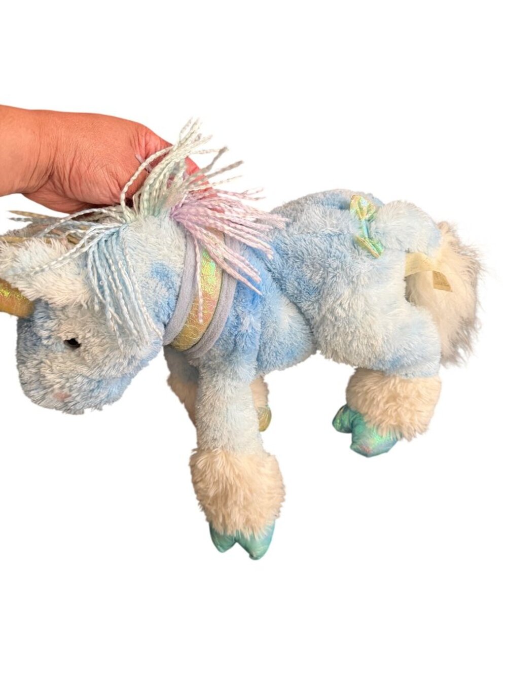 Animal Alley Vintage Blue Plush Unicorn Stuffed Animal With Iridescent Accents A